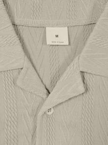 男士复古硬币纹理纯色针织休闲长袖衬衫，秋冬款