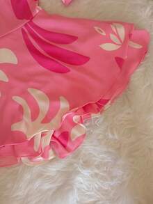2025 Thin Strap Romper Shorts - Tropical Print + Padded Bra | Elastic Back | One Size (36 To 42) - Party Beachwear - 粉色 - 查看 5