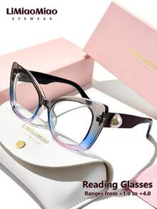LiMiaoMiao Extra Large Oval Vintage Reading Glasses For Women, Clear Transparent Computer Reading Magnifying Glasses +1.0 To +3.5, With Case And Cloth, Suitable As Holiday Gift - Transparent - View 46