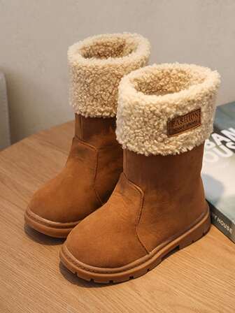 1 Pair Winter New Western Cowboy Style Children Boots, Soft Sole Anti-Slip Comfortable Foot Care, Thermal Lining Warm, PU Waterproof, Fashion High-Top Leather Boots For Indoor & Outdoor