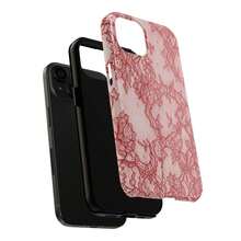 Red Lace Print Phone Case, Cool Girl Aesthetic, Glossy Phone Case, Faux Lace, Red Lace Protection - Màu hỗn hợp 1 - Xem 6