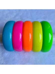 1pc 2cm Wide Plastic Bangle Bracelet, Resin Candy Color Party Wear