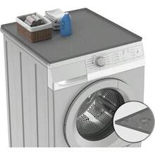 Protector Superior de Lavadora y Secadora 60*65cm, 1 Pieza Alfombrilla Protectora de Goma de Silicona, Antipolvo, Antideslizante, Impermeable y Resistente al Desgaste, para el lavadero del Hogar Gris, L - 1 Pieza L + Gris - Ver 2