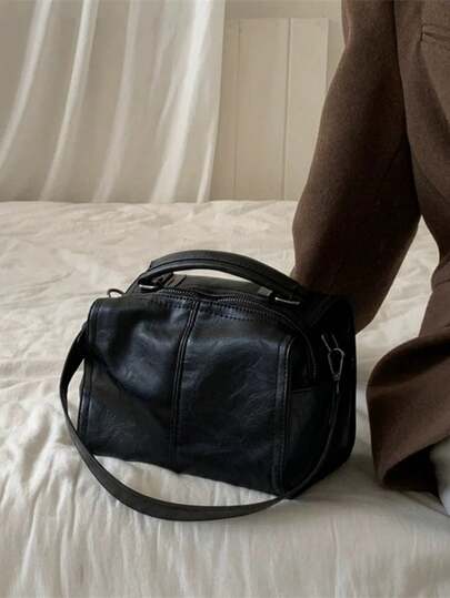 Korean Style Casual Fashion Minimalist Girl's Solid Color High-Quality Box Bag Small Square Bag, Suitable For Going Out, Commuting, Elegant Shoulder Bag, Crossbody Bag, Handbag