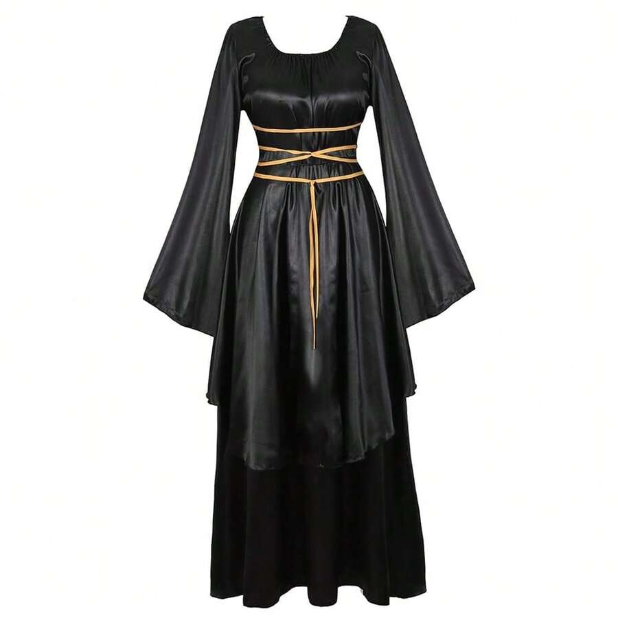 Zhitunemi Renaissance Costume Women Plus Size Medieval Dress Halloween Costumes Gothic Gown{"Size_name":"X-Large","Color_name":"Black"} - Black - View 1