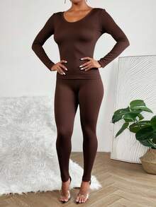 Women Two-Piece Outfits - Brown - View 3
