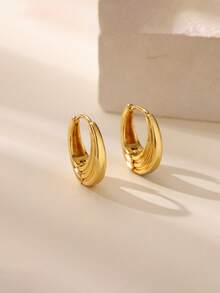 1 Pair Stainless Steel Small Earrings, Gold Round Teardrop Earrings, Fashion Wedding Jewelry Gift For Women - Gold - View 16