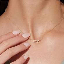 Silver Cross-Border New Style  Hot-Selling 14K Gold-Plated Copper  Pin Necklace Versatile Cute Paperclip Pendant - 金色 - 查看 10