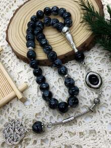 33pcs Muslim Prayer Beads Glass Floral Single Tassel Rosary, Daily Prayer Tasbeeh Bracelet/Necklace - 33 Glass Colors - View 5