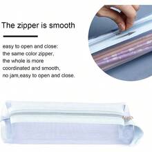 Nylon Mesh Portable Pouch Pen Bag1PC Clear Pencil Case Exam Pencil Pouch Mesh Zipper Pen Bag Stationery Pen Pencil Bag Portable Nylon Pencil Storage Pouch Simple Mesh Pencil Case Zipper Pen Bag White