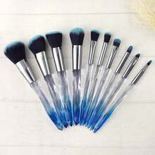 Yuwaku Makeup Brushes Professional - 10pcs Premium Synthetic Foundation Blending Blush Set Powder Eyeshadow Brush Set Light Blue Transparent Crystal Handle Cute Make Up Tools,Travel,Travel Essential,Valentine's Day,Cheap,Travel Makeup Brush,Gifts For Women,Makeup Artist,Professional Complete Makeup Kit - 2-Light Blue - View 1