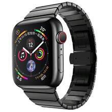 Dieses Edelstahl-Metallarmband mit Schmetterlingsverschluss ist kompatibel mit Apple Watch Ultra/Ultra 2/Series 9/Series 8/Series 7/Series 6/Series 5/Series 4/Series 3/Series 2/SE /SE 2022. Es ist weich und hautfreundlich, modisch und elegant, einfach zu tragen, in der Länge verstellbar, langanhaltend und sowohl für Männer als auch für Frauen geeignet. - Schwarz - Übersicht 9