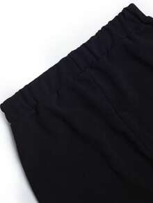 HOMEYEE 女士链条口袋休闲裤，纽扣开合商务修身直筒办公室 OL 西装裤 - 黑色 - 查看 5