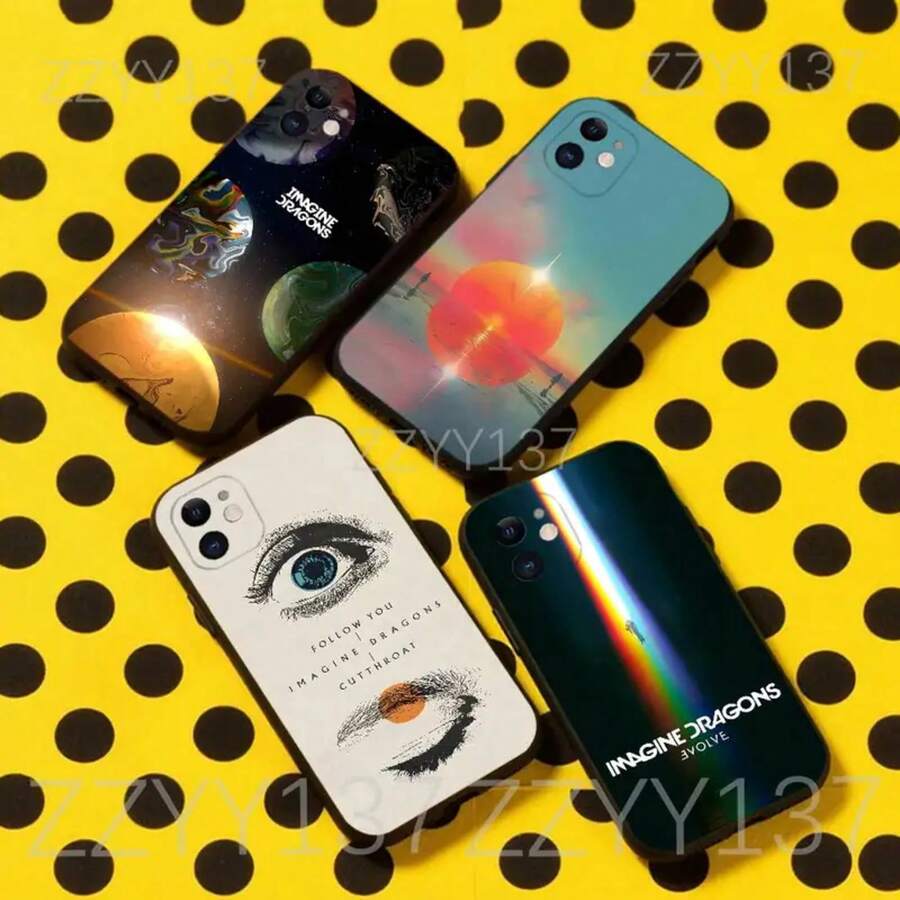 Custodia per telefono compatibile con I-Imagine Dragons LOOM, adatta per modelli 17, 16, 15, 14, 13, 12, 11, Pro, Max, Plus, Air, X, XS, XR, SE, 8, 7, Mini, in morbido nero, compatibile con custodia per 17, 17 Pro, 17 Pro Max