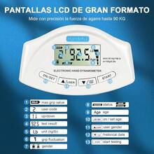 Dinamómetro Digital de Mano, medidor de Fuerza de Agarre, Captura automática, Potencia de Agarre electrónico de Mano, 90 kg - Azul-blanco - Ver 6