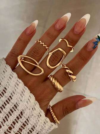 7件套朋克风戒指套装，女士复古几何戒指套装，时尚个性化珠宝礼品，适合日常穿搭和派对配饰