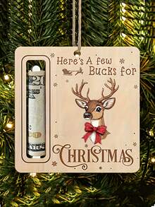 1/5 pièce Décoration de portefeuille de Noël, porte-monnaie de rangement, ornement d'arbre de Noël, Noël en bois naturel, cadeau d'anniversaire, de fête, boîte à monnaie décorative, décoration de Noël Père Noël et renne, faveurs de fête, artisanat en bois durable, design plat 2D