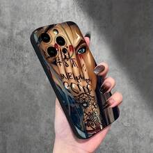 Diseños de tatuajes en la mano que cubren el rostro, patrones creativos de dibujos animados populares, funda de teléfono de TPU mate con ojo de ángel negro, divertida y única, regalo moderno simple y elegante para hombres y mujeres, adecuada para iPhone 16, 15, 14, 13, 12 - Mezcla de colores - Ver 8