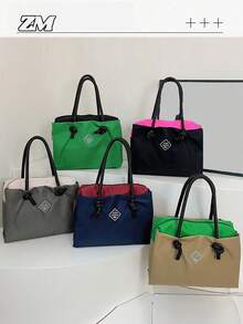 Geantă de mână nouă cu mai multe straturi, cu litere simple, cu semnătură dopamină, pentru celebrități de pe internet, geantă pentru mămici, geantă pentru naveta de serviciu, geantă de mână pentru femei, geantă cu bebeluș, geantă la modă pentru mămici în culoare solidă, geantă de mână compactă mini pătrată portabilă