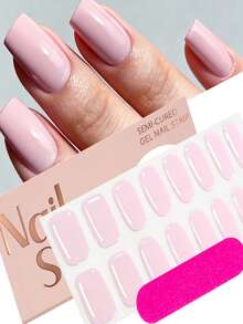 16 件/套 7 色半固化凝胶指甲贴，闪光全息闪光自粘凝胶指甲全贴，适合圣诞节情人节，需要紫外线灯，易于修甲，适合女性日常 DIY 美甲