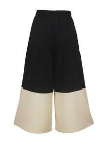 Women's Regular Waist Pocket Contrast Color Pants, Polyester Fabric, Machine Washable - Black - View 3