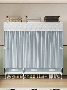 1 件加厚钢架便携式衣柜，带挂式衣柜整理系统、双网门帘、多层储物架、底部抽屉和顶部甲板空间，适用于卧室和房间装饰