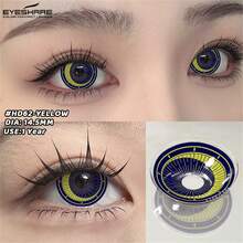 EYESHARE 1 Pair Blue Colored Contact Lenses For Halloween Anime Makeup Red Contact Lenses Purple Contact Lenses For Cosplay Green Contact Lenses For Eyes, Yearly Use, 14.5mm - No Degree - 年拋 - 查看 7