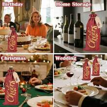 D12pcs Christmas Burlap Wine Gift Bags Resuable Linen Wine Bottle Bags With Drawstring And 24 Snowflake Tags Perfect For Christmas Housewarming Storage