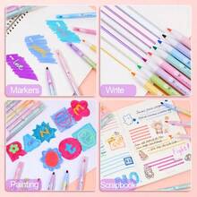 8pcs 16-Color Double-Headed Fluorescent Pens, Stackable Journaling Pens For Students, Large Capacity Highlighters For Marking, Mixed Color Fluorescent Pens, Bleed-Proof And Smudge-Proof, Suitable For Planners, Diaries, Office And School Supplies, Gifts