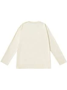 男士休闲纯色长袖 T 恤，适合春秋季节 - 米色 - 查看 3