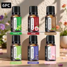 6pcs Aromatherapy Essential Oil Set Rose 1 Bottle Lavender 1 Bottle Vanilla 1 Bottle Sandalwood 1 Bottle Sakura 1 Bottle Jasmine 1 Bottle Aromatherapy Essential Oil Diffuser Aromatherapy Candle Aromatherapy Stove Diffuser Stone Humidifier Car Aromatherapy Home Aromatherapy Essential Oil Refill Gifts Birthday Graduation