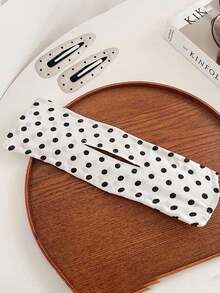 3pcs Set: 2pcs Polka Dot Hair Clips + 1pc Polka Dot Hair Bun Maker, Slouchy Magic Twist Bun Maker, Bow Twist Spin Hair Bun Maker, Hair Accessories, Chic Black & White Polka Dot Hair Clips, Side Bangs Clips, BB Clips, Simple & Versatile Hair Accessories, Suitable For Summer ,Hair Styling Kit ,Hair Tool Kit