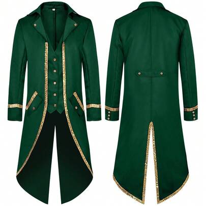 Fantasia de Halloween COS com fraque medieval retrô steampunk para homens, traje de dramatização e cosplay