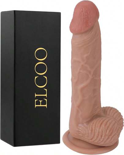 Consolador Realístico Juguetes Sexuales para Mujeres - ELCOO 8.5 Pulgadas Material  para el Cuerpo Punto G Consolador Adulto Realista con Fuerte Ventosa  para Hombres Juego  Manos Libres Productos para el Bienestar Sexual