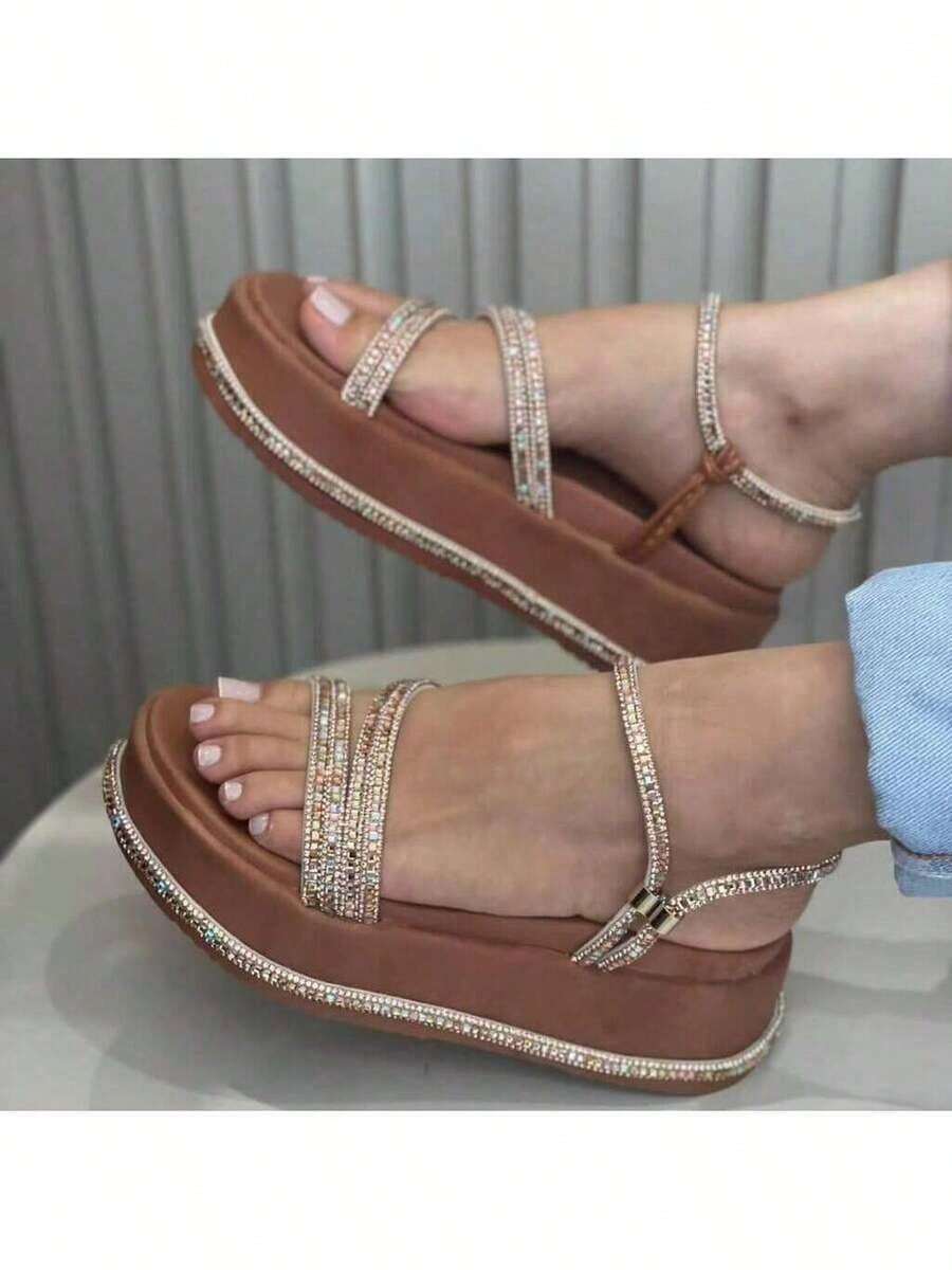 RAYRA JULIA PLATFORM SANDAL WITH INCREDIBLE SHINE READY FOR DELIVERY - Rust Brown - View 1