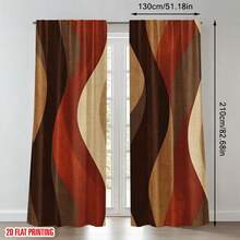 2 piezas Cortinas modernas con estampado de olas abstractas - Cortinas de poliéster de colores de la tierra (marrón/beige/naranja/rojo), diseño de bolsa para barra, lavables a máquina, adecuadas para dormitorios, salas de estar, cocinas y salas de estudio - Cortinas de decoración del hogar modernas, cortinas de sala de estar, divisores de habitaciones, decoración artística, fácil mantenimiento, cortinas decorativas, cortinas de decoración interior de moda