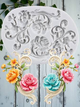 Barock silikonform rullkant spetsfondant godisformar tårtdekoration cupcake topper godis polymerlera tuggummi pasta