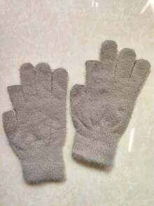 Warm Plush Gloves For Women, Thickened Warm Touchscreen Fingerless Gloves, Suitable For Outdoor Sports, Cycling In Winter. Valentine's Day Gift