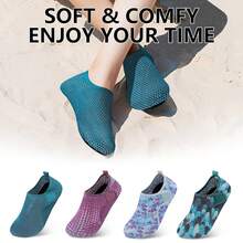 Scurtain Barefoot Water Shoes For Women Men Beach Swim Aqua Socks Summer Quick-Dry Sandals Slippers - 網格白色藍色 - 查看 7