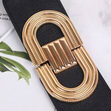 Cinturón de cintura para disfraz de Halloween, cinturón ancho negro con hebilla ovalada dorada de lujo, cinturón vintage, accesorio de moda