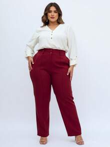 Women's Plus Size Tailored Pants - Color caoba - Ver 3