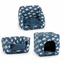 3-In-1  Pet Bed For Extremely Comfortable/Soft/Dogs And Cats/Pet Bed - Blue and White - View 1