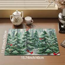 1pc Christmas Theme Trivet Mat, Christmas Pattern Absorbent Drying Mat, Kitchen Decor Coffee Machine Mat, Handmade Coffee Pot Draining Mat, Kitchen Floor Mat, Dining Table Mat, Kitchen Counter Dish Drying Mat, Breakfast Mat, Anti-Slip Heat-Resistant Draining Mat, Diatomite Draining Mat, Hides Stains, Super Absorbent Kitchen Mat, Easy To Clean Dish Rack Mat, Suitable For Kitchen, Dining Table, Cafe, Bar, Holidays, Parties, Home Decor, Holiday Gifts