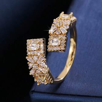 1 件几何开口戒指，极简主义奢华珠宝设计