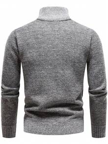1 buah Sweater Pullover Pria Slim Fit Warna Polos Kasual Nyaman untuk Kerja/Perjalanan, Kerah Tinggi, Resleting Setengah, Ukuran Sedikit Kecil, Disarankan Memesan 2 Ukuran Lebih Besar, Desain Musim Dingin yang Ringan dan Hangat, Tidak Tebal - Light Grey - View 2