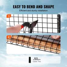 Protector solar para pájaros de 8 pulgadas x 100 pies, kit de rollo de protección contra insectos con revestimiento de PVC a prueba de óxido, protector de panel solar con 50 cables para neumáticos, malla de alambre en rollo de 1/2 pulgada - 8 pulgadas x 100 pies 50 cables - Ver 5