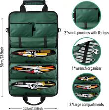 Bolsa de Herramientas,Organizador de Bolsa de Herramientas Enrollable Resistente,Organizador de Herramientas con 6 Bolsillos para Mecánico,Electricista,Fontanero y Carpintero,Regalos para Hombres - verde - Ver 5