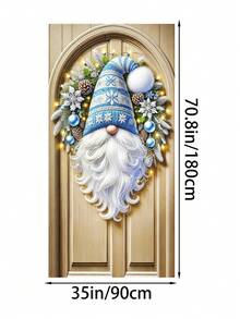 1 pezzo Ghirlanda natalizia con gnomo 2D, un ornamento da appendere con un nano, una ghirlanda natalizia da appendere alla porta, stampata con ghirlande e gnomi, con dettagli di cappelli lavorati a maglia e calze a righe, adatta per decorazioni natalizie, per casa, ufficio e porta, decorazioni natalizie e di Capodanno. (Senza ghirlanda)