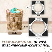 Verbindungsrahmen für Waschmaschine und Wäschetrockner Stapelbausatz 50-70cm Größenverstellbar 50-70cm Tiefenverstellung Vibrationsfunktion Einstellbare Stapelbausatz - Weiss - Übersicht 3