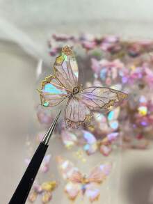 1 卷 1 米复古铝箔激光蝴蝶装饰 PET 胶带，DIY 剪贴簿贴纸材料 - 彩色 - 查看 6